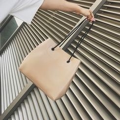 FAYLE - Faux-Leather Plain Shoulder Bag with Pouch FAYLE - Faux-Leather Plain Shoulder Bag with Pouch