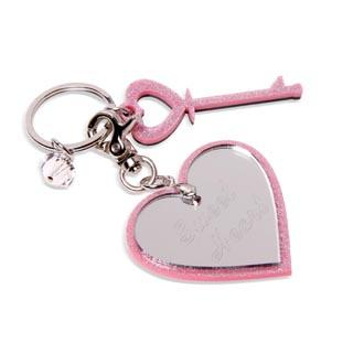 Sweet Heart Pink Glitter Key Chain