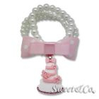 Sweet & Co. - Sweet Pink polka dots bow dolly cake charm pearly bracelet