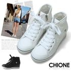 Chione - Lace-Up Canvas Sneaker Wedges
