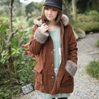 CatWorld - Faux-Fur-Trim Hooded Coat