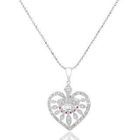 Keleo - 18K White Gold Heart Shape Pendant with Diamonds and Red Sapphire Keleo - 18K White Gold Heart Shape Pendant with Diamonds and Red Sapphire
