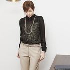 TIARA - Lace-Panel Chiffon Top
