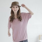 Kiwi Shop - Round-Neck 3/4-Sleeve Long Top