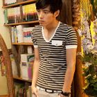 MR.PARK - Contrast-Trim Striped Top