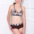 NEWS - Printed Overlapping Halter & Plain Banded Boyleg Pant