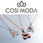 COSI MODA - Animal Charms Steel Necklace with Cubic Zirconia in Rose Gold & Black Color Plating