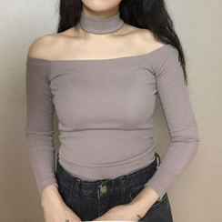 Eva Fashion - 長袖露肩T恤 Eva Fashion - 長袖露肩T恤