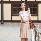 STYLEKELLY - Frilled Shoulder Pleat-Front Top
