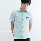MR.PARK - Short-Sleeve Embroidered Striped Shirt