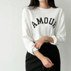UPTOWNHOLIC - Round-Neck Lettering Top UPTOWNHOLIC - Round-Neck Lettering Top