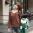 CLICK - Zip-Accent V-Neck Top