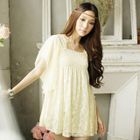 Tokyo Fashion - Flutter-Sleeve Smocked Lace Tunic