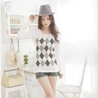 Kiwi Shop - Argyle Print Scoop Neck Top