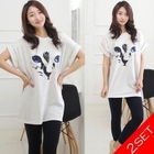 MOUL STYLE - Set: Roll-Up Sleeve Printed Minidress + Leggings or Tights