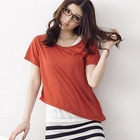 D.P-Shop - Set: Cropped T-Shirt + Mock Two-Piece Tank Dress
