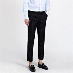 THE COVER - Flat-Front Striped Dress Pants THE COVER - Flat-Front Striped Dress Pants