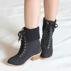 Lane172 - Rib-Trim Lace-Up Boots