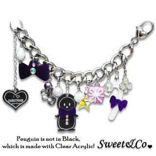 Sweet & Co. - Violet Bowtie Penguin & Candy Stick Lovely Swarovski Crystal Bracelet Sweet & Co. - Violet Bowtie Penguin & Candy Stick Lovely Swarovski Crystal Bracelet