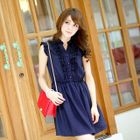 Tokyo Fashion - Button-Front Frilled Sleeveless Dress