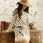 Tokyo Fashion - Lace-Hem Polka Dot Knit Dress
