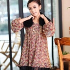 NAIYE - Faux-Fur Collar Floral Chiffon Dress