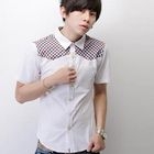 SeventyAge - Plaid-Panel Short-Sleeve Shirt