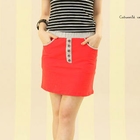CatWorld - Contrast-Trim Buttoned Skirt