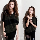SPICY HOLIC - Contrast-Trim Short-Sleeve Top
