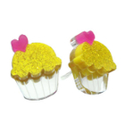 Sweet & Co. - Sweet Glitter Yellow Mirror Cupcake Stud Earrings