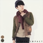 Style Impact - Color-Block Wool Blend Zip Jacket