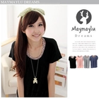 Maymaylu Dreams - Set: Pleated Scoop Neck Tee + Leopard-Print Camisole