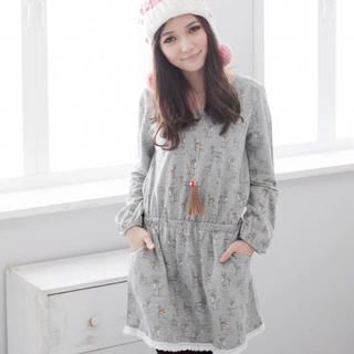 Lace-Trim Deer-Print Dress