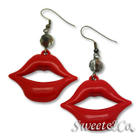 Sweet & Co. - Sexy Lips with Chic Black Crystal Dangle Earrings