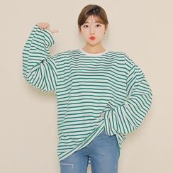 HOTPING - Round-Neck Striped Top HOTPING - Round-Neck Striped Top