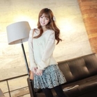 CLICK - Lace-Panel Knit Top