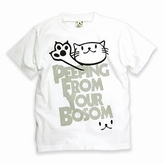 [Unisex] Print Crewneck T-Shirt - Peeping Cat