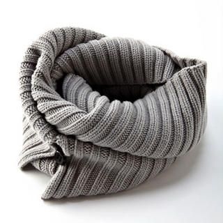 Buttoned Ribbed Circle Scarf