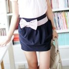 Tokyo Fashion - Bow-Accent Contrast-Trim Miniskirt