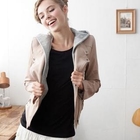 Ni-kiyo - Inset Hoodie Faux-Leather Zip Jacket