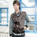 INTHING - Faux-Leather Stand-Collar Jacket