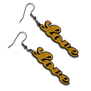 Sweet Yellow Glitter Love Dangle Earrings
