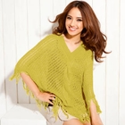 Joanne Kitten - Open-Knit Fringed Poncho