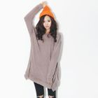 Beccgirl - Zipper Accent Long Sweatshirt