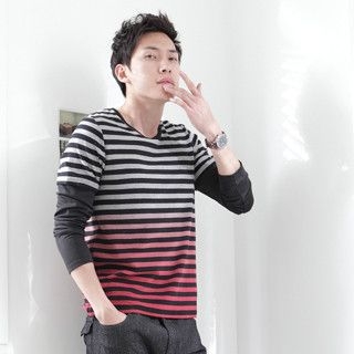 Dip Dye Stripe Crewneck T-Shirt 