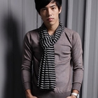 MR.PARK - Knit Top with Striped Scarf 