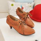 Smoothie - Studded Fringed Lace-Up Shoe Boots