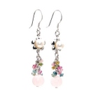 Bellini - Pearl Tourmaline Rose Quartz Drop Earrings