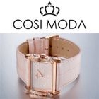COSI MODA - Stainless Steel Genuine Leather Strap Watch with Cubic Zirconia COSI MODA - Stainless Steel Genuine Leather Strap Watch with Cubic Zirconia