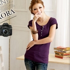 E.F.Shop - Short-Sleeve Ribbed Henley